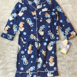 Blue Kids Pajamas with Cartoon Print